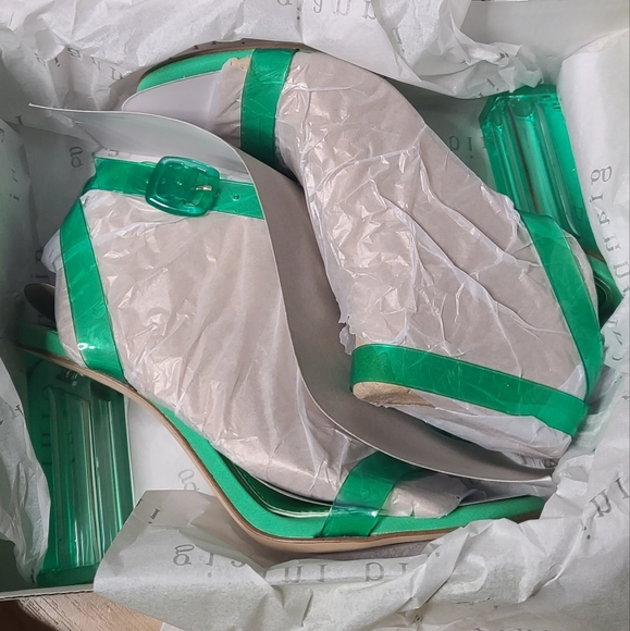 Gianni Bini Liyra Green Clear Jelly Ankle Strap Block Heel Sandals - Picture 7 of 7